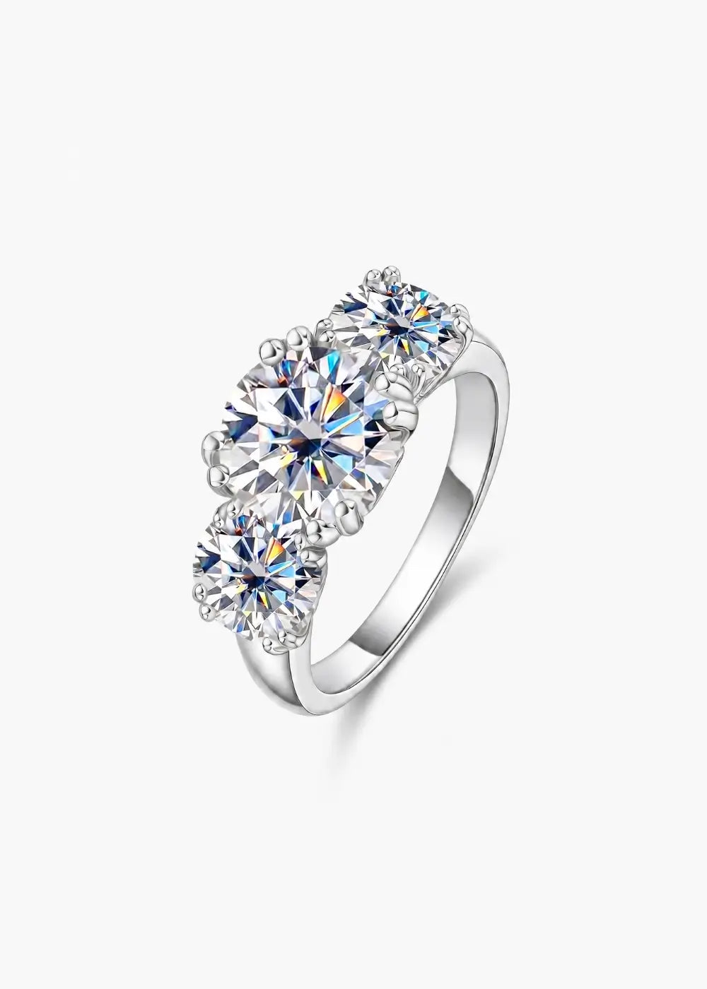 Moissanite three-stone ring collection — Aurora Moissanite