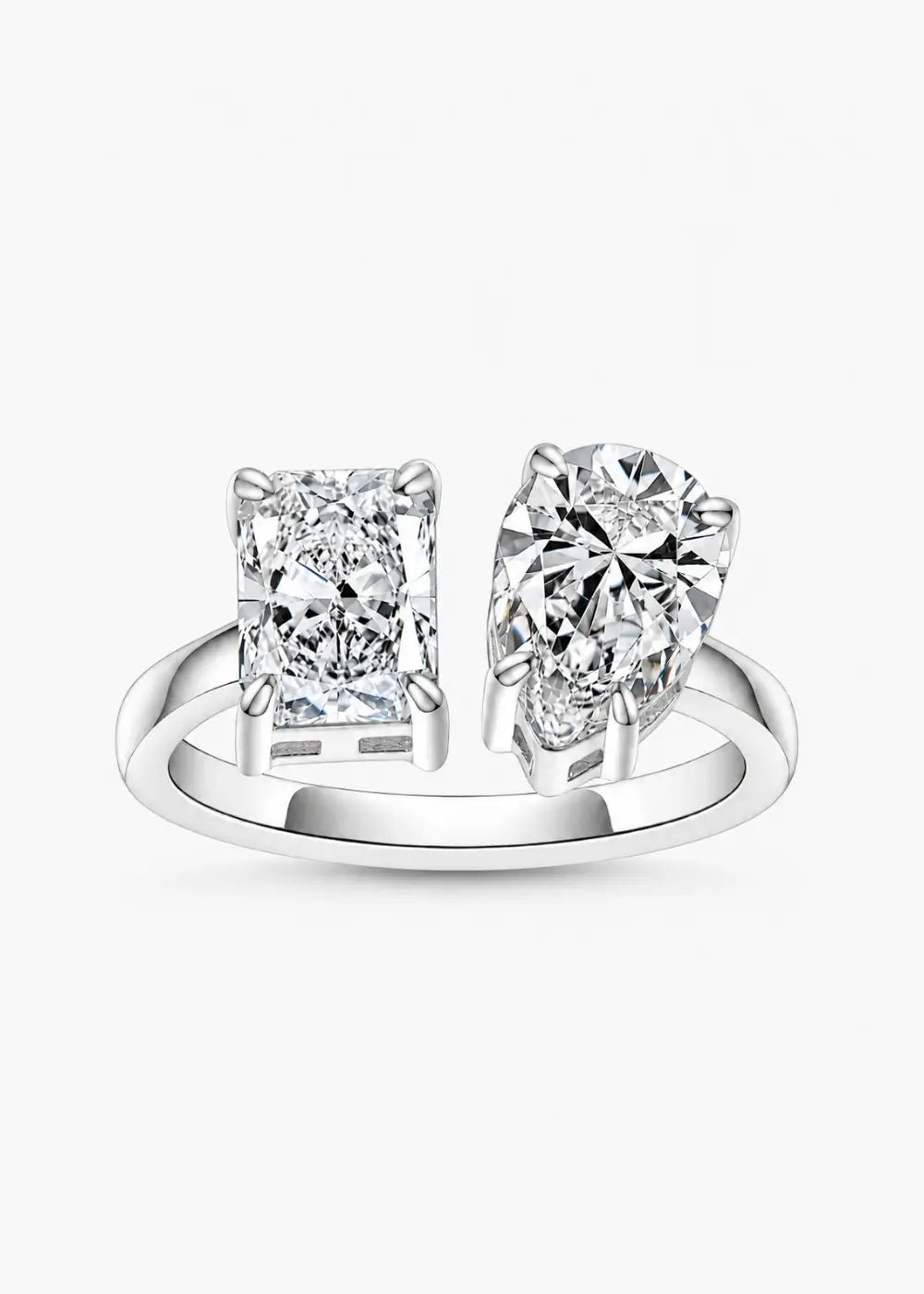 Moissanite two-stone ring collection — Aurora Moissanite