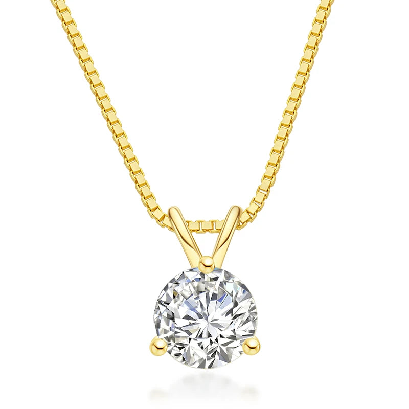 1ct moissanite three-prong pendant on neck, D color VVS1, S925 sterling silver — Aurora Moissanite