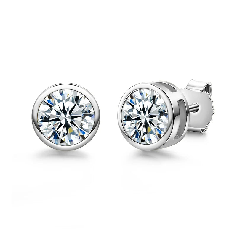 AnuJewel 1ct 2ct Total D Color Round Moissanite 18K Gold Plated Stud Earrings Stud Earrings  For Woman