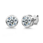 AnuJewel 1ct 2ct Total D Color Round Moissanite 18K Gold Plated Stud Earrings Stud Earrings  For Woman
