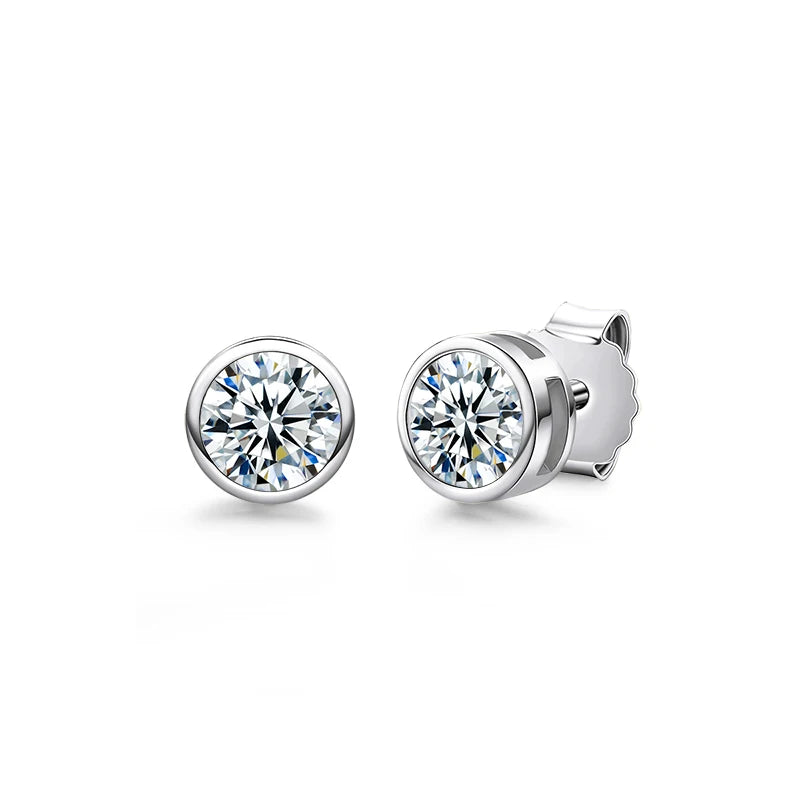 AnuJewel 1ct 2ct Total D Color Round Moissanite 18K Gold Plated Stud Earrings Stud Earrings  For Woman