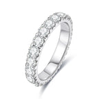 The Meld Band worn — 3mm moissanite eternity band, S925, sizes 4–10 — Aurora Moissanite