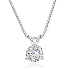 The Sol Pendant worn — 1ct round moissanite pendant necklace, 18K white gold plated — Aurora Moissanite
