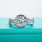 The Iden Ring — 3ct round moissanite, 18K gold, front view — Aurora Moissanite
