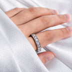 The Ora Band worn — 3.5mm moissanite full eternity band, 18K white gold plated — Aurora Moissanite