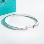 AnuJewel 2.017cttw Moissanite Eternity Bracelet 925 Sterling Silver 18K White Gold Plated Classic Bangle for Women Gifts