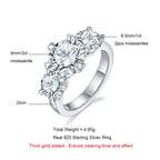 The Reas Ring — 5ct three-stone moissanite, front view — Aurora Moissanite