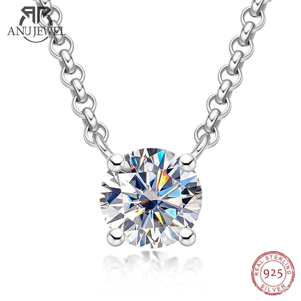 Round moissanite pendant 1–3ct, 18K gold plated S925 sterling silver — Aurora Moissanite