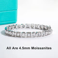 AnuJewel 4.5mm D Color Moissanite Diamond Luxurious Silver Bracelet 18K White Gold Plated Bezel Bangles For Woman Jewelry Gifts