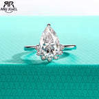 4ct pear cut moissanite crown engagement ring, 18K gold plated S925 — Aurora Moissanite