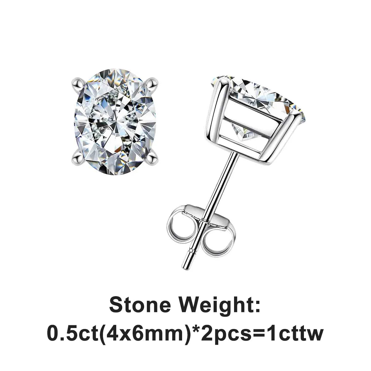 AnuJewel 10K Gold Post 4/2/1ct Oval Cut Moissanite Stud Earrings  Anti-allergy Eearrings For Women Jewelry Wholesale