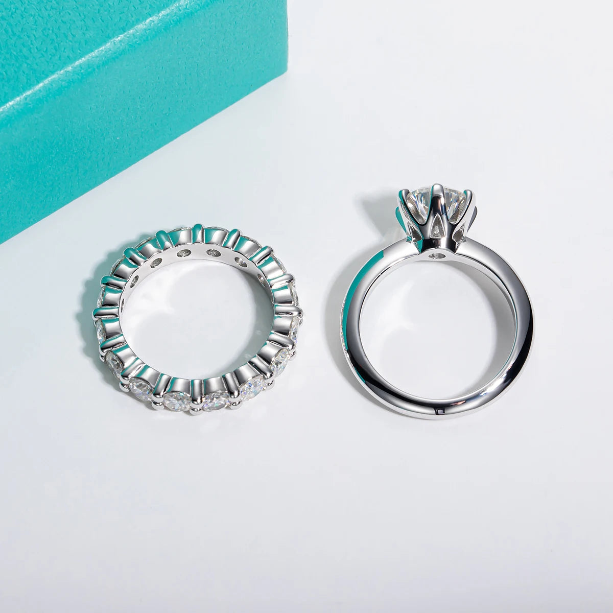 The Lyns Ring — 2ct moissanite ring set, front view — Aurora Moissanite