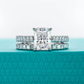 The Kaia Ring worn — 3ct radiant moissanite bridal ring set, S925 — Aurora Moissanite