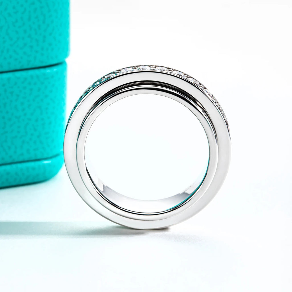 The Spin Band lifestyle — moissanite fidget spinner ring worn on finger — Aurora Moissanite