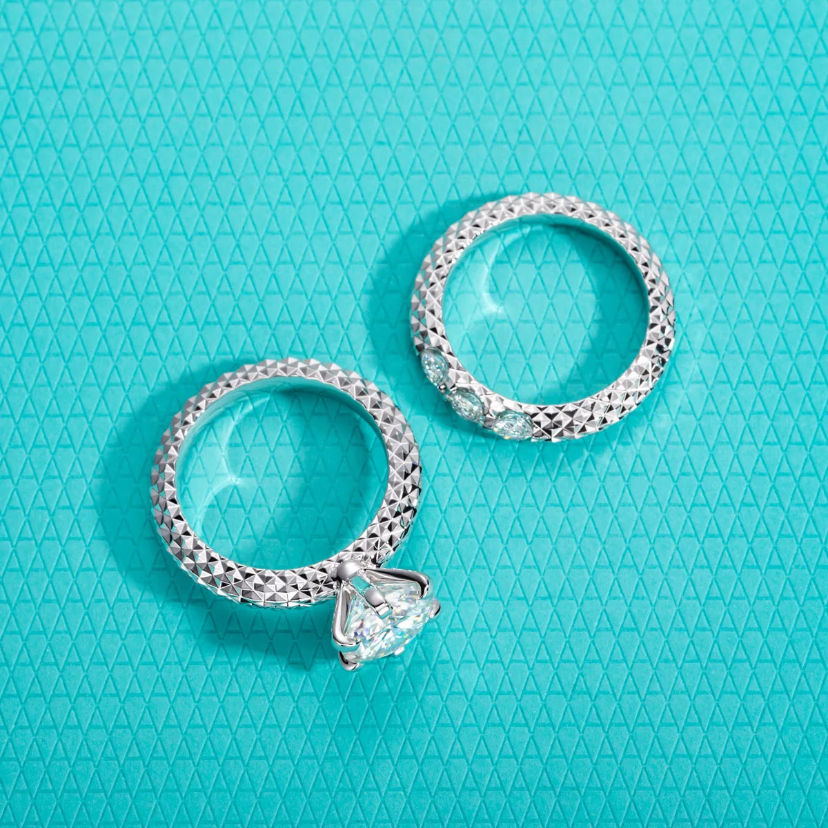The Finn Ring lifestyle — moissanite bridal set worn on finger — Aurora Moissanite