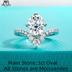 3ct oval moissanite V-shape engagement ring, S925 sterling silver — Aurora Moissanite