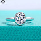 2ct round moissanite half-bezel solitaire, S925 sterling silver — Aurora Moissanite