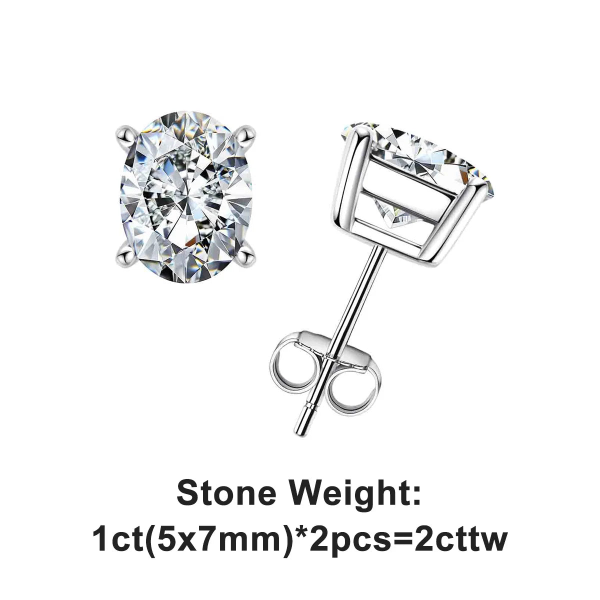 AnuJewel 10K Gold Post 4/2/1ct Oval Cut Moissanite Stud Earrings  Anti-allergy Eearrings For Women Jewelry Wholesale