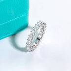 The Crest Band — 3mm princess moissanite eternity ring, front view — Aurora Moissanite