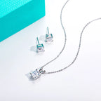 AnuJewel 2-5ct Asscher Moissanite Necklace 0.5-3ct Earrings 925 Sterling Silver 18k Gold Plated Wedding Jewelry Set for Woman