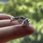 2ct heart moissanite adjustable ring, side profile, S925 silver — Aurora Moissanite