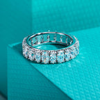 Oval marquise moissanite eternity band, side profile, S925 — Aurora Moissanite
