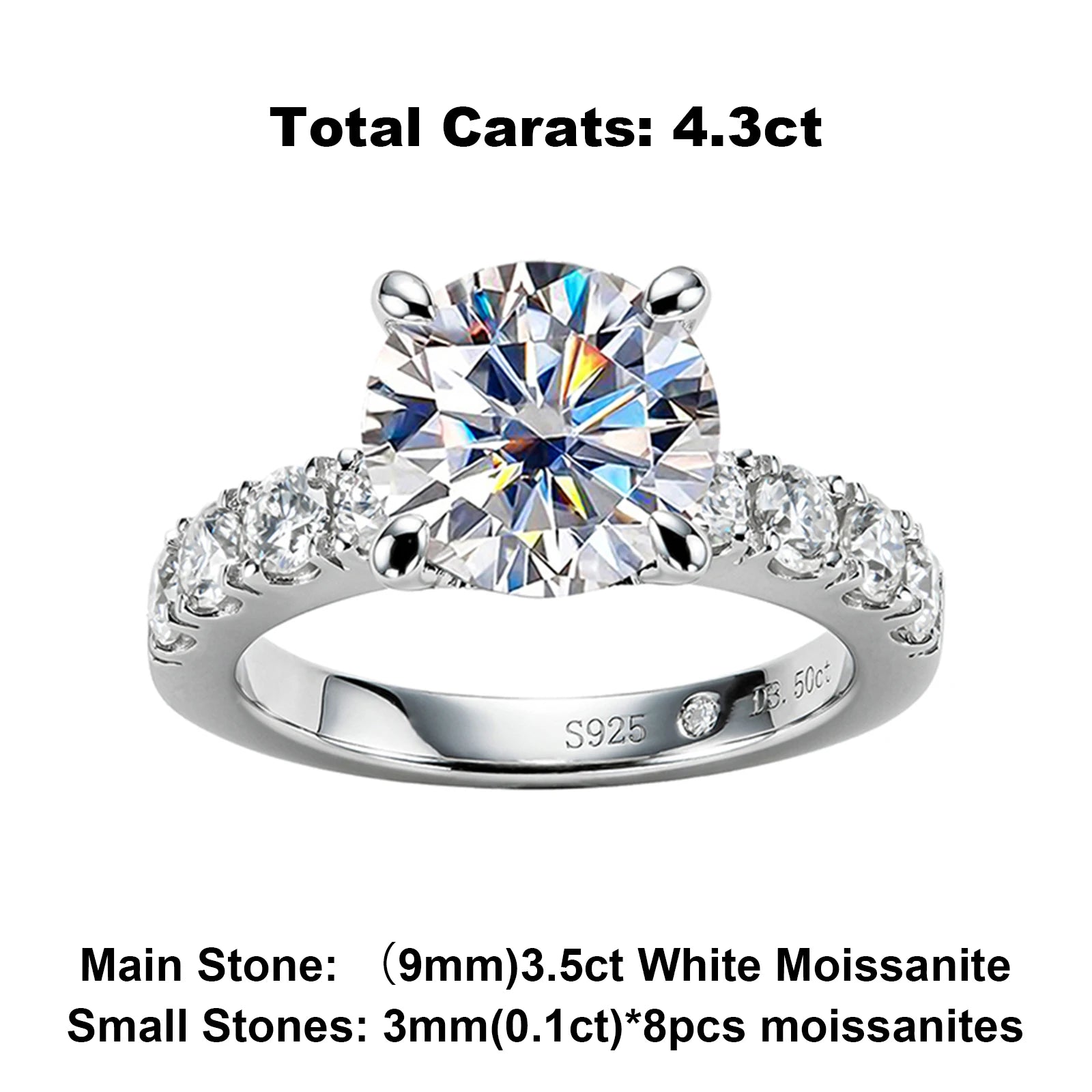 The Coen Ring worn — 4.3cttw moissanite, sizes 4–10 — Aurora Moissanite