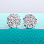 The Flux Earrings — 0.9cttw moissanite cluster studs, front view — Aurora Moissanite