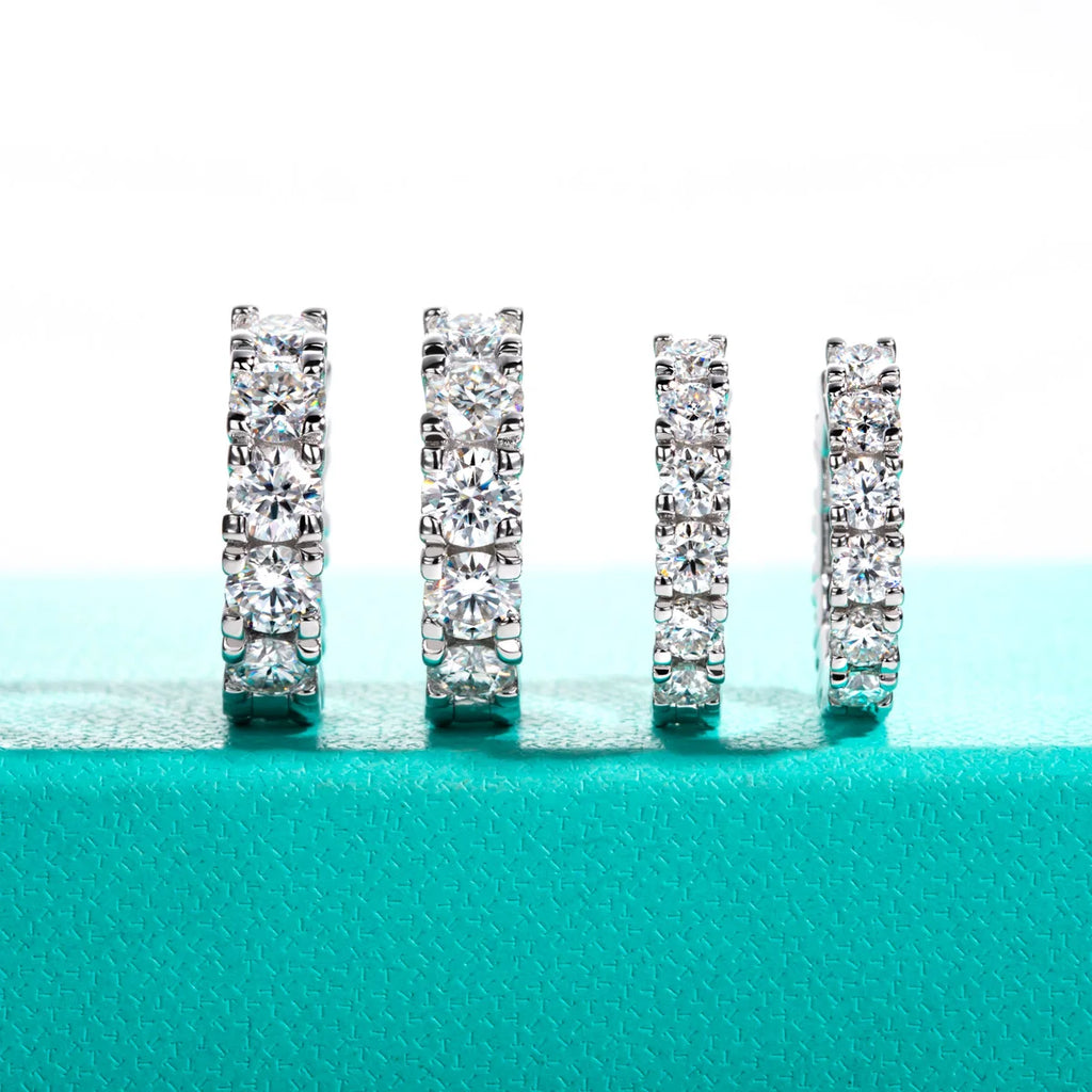 AnuJewel 2.6cttw(3mm)/6cttw(4mm) D Color Moissanites Hoop Earrings 925 Sterling Silver Luxury Huggie Earring for Women Jewelry