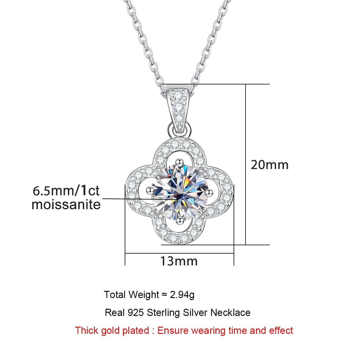 The Halo Necklace — 1ct moissanite halo pendant, front view, sterling silver — Aurora Moissanite