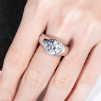 The Avar Ring lifestyle — 4ct moissanite bezel ring worn — Aurora Moissanite