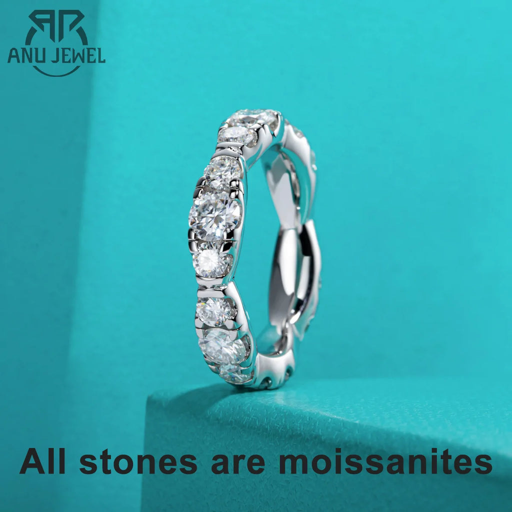 3mm moissanite full eternity band, 18K white gold plated S925 silver — Aurora Moissanite