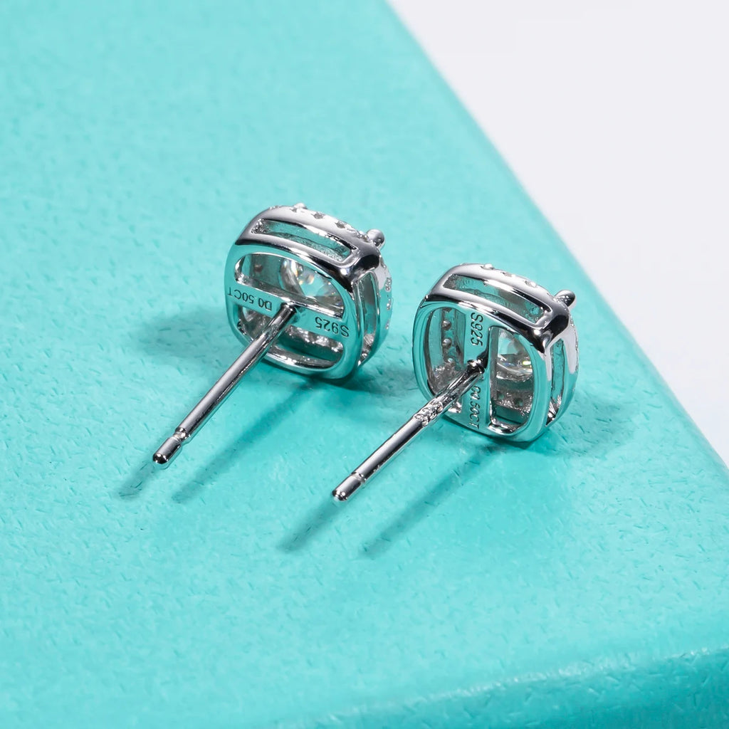 The Luna Earrings lifestyle — 5mm moissanite studs worn — Aurora Moissanite