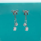 AnuJewel 3cttw D Color Moissanite Diamond Bow Drop Earrings 925 Sterling Silver Stud Earrings Charm Jewelry Wholesale