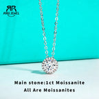 AnuJewel D Color 6.5MM Moissanite Classic Clavicle  Pendant Necklace 925 Sterling Silver Wedding Anniversary Party Birthday Gift