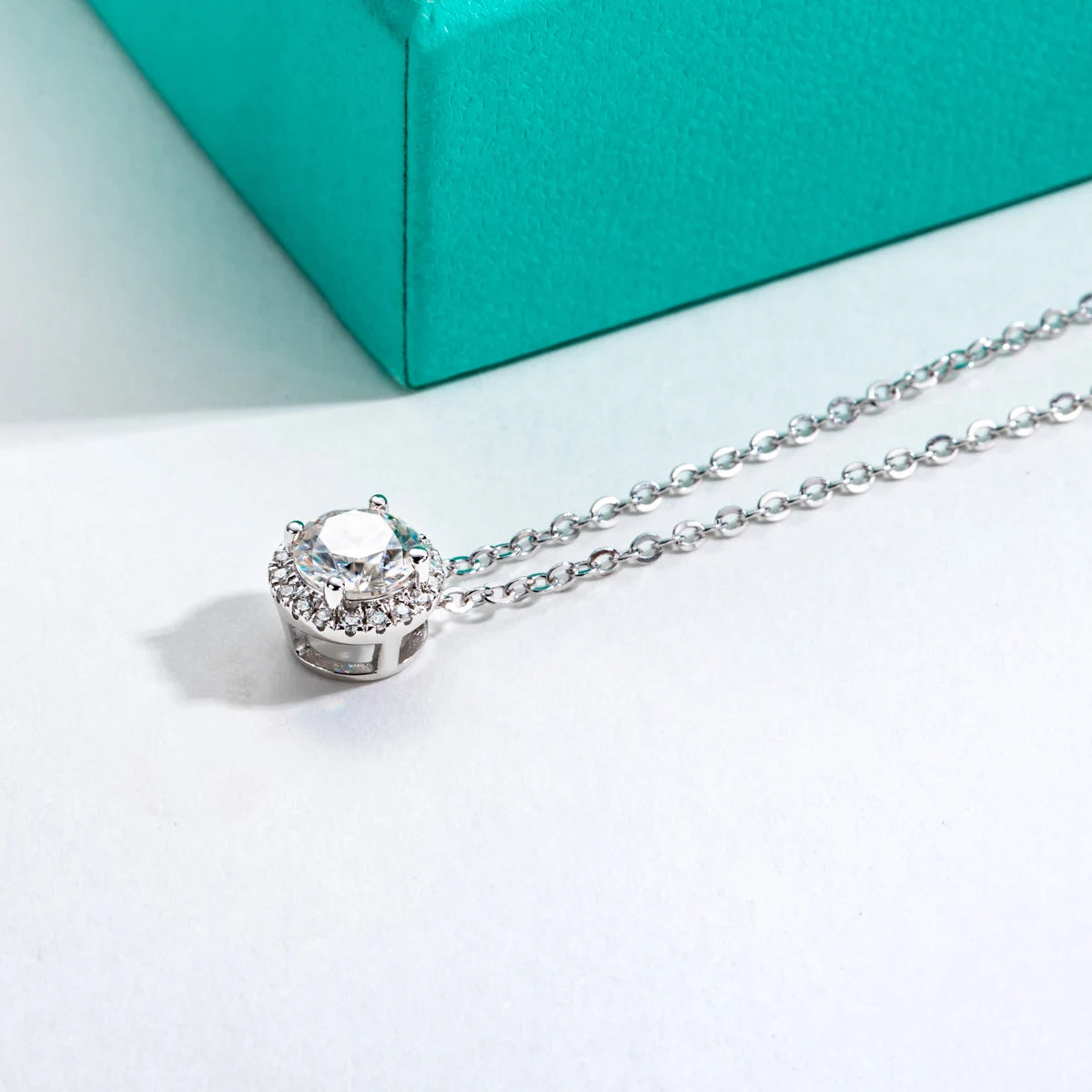 AnuJewel D Color 6.5MM Moissanite Classic Clavicle  Pendant Necklace 925 Sterling Silver Wedding Anniversary Party Birthday Gift