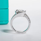 3ct round moissanite bezel solitaire ring, angled view, rhodium plated S925 silver — Aurora Moissanite