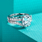 The Sera Ring — 3ct oval moissanite bridal set, front view — Aurora Moissanite