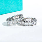 The Ember Band lifestyle — 8.1ct emerald moissanite eternity band worn on finger — Aurora Moissanite