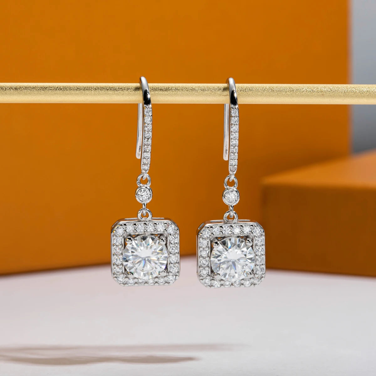 The Dew Earrings lifestyle — 1ct moissanite drops worn — Aurora Moissanite