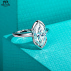3ct marquise moissanite half-bezel ring, S925 — Aurora Moissanite