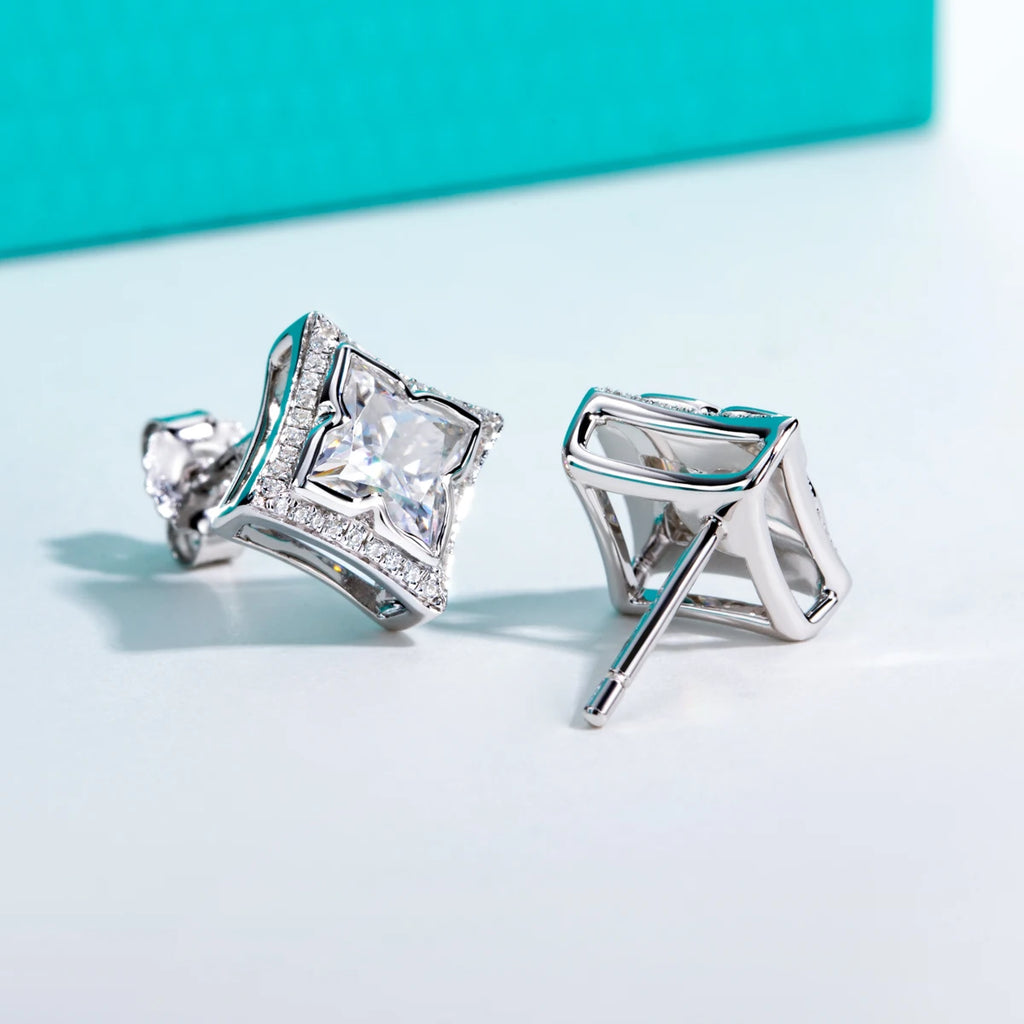 The Vera Earrings lifestyle — four-leaf clover moissanite worn — Aurora Moissanite
