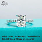 3ct radiant moissanite solitaire ring, 18K gold plated S925 — Aurora Moissanite