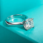 3.5ct cushion gray moissanite ring, side profile, S925 sterling silver — Aurora Moissanite