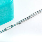AnuJewel 3mm Moissanite Tennis Bracelet On Hand 925 Sterling Silver Lab Created Diamond 16+4cm Adjustable Bracelets For Woman