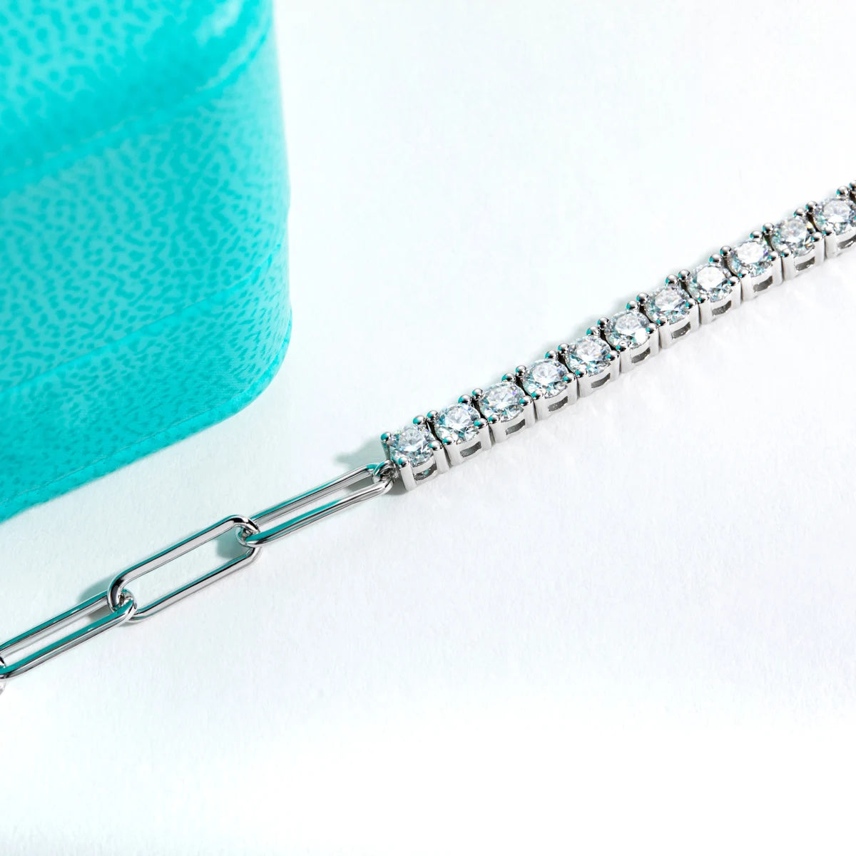 AnuJewel 3mm Moissanite Tennis Bracelet On Hand 925 Sterling Silver Lab Created Diamond 16+4cm Adjustable Bracelets For Woman