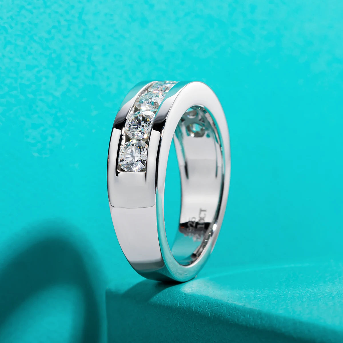 4mm moissanite D color VVS1 wedding band, S925 — Aurora Moissanite