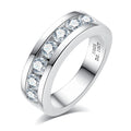 The Gale Band worn — 4mm moissanite wedding band, sizes 5–12 — Aurora Moissanite
