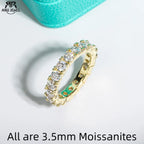 3.5mm moissanite eternity band, 14K yellow gold plated S925 silver — Aurora Moissanite